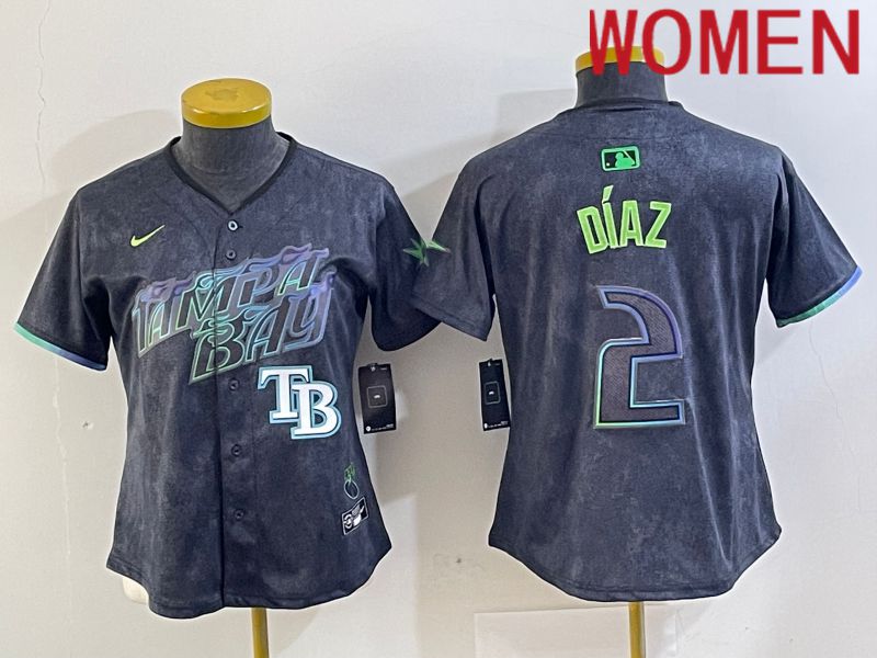 Women Tampa Bay Rays #2 Diaz Nike MLB Limited City Connect Black 2024 Jersey style 5->women mlb jersey->Women Jersey